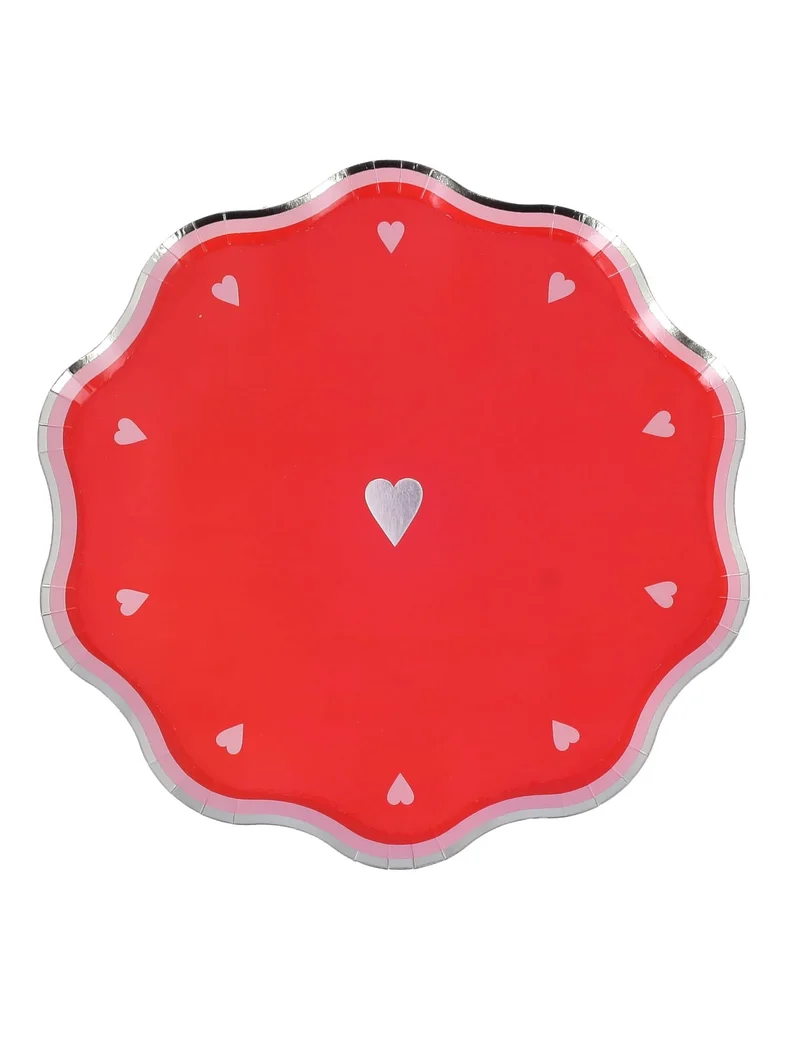 8 Pappteller Herzdame 23 cm