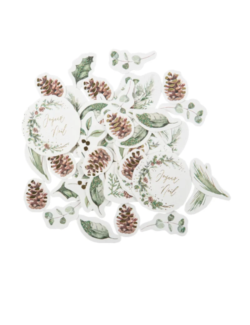100 Konfetti „Fröhliche Weihnachten Zauberwald“ von 2 bis 6 cm, Tischdekoration