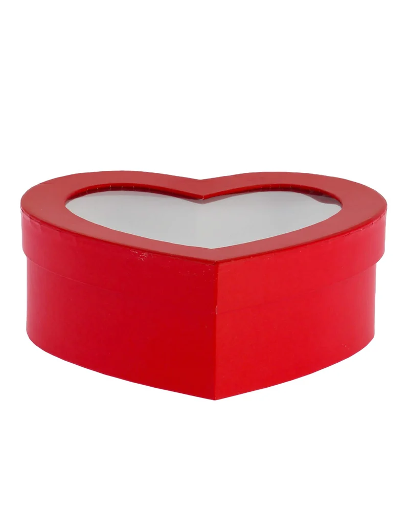Herzbox rot aus Karton mit Fenster 19,5 x 15,5 cm