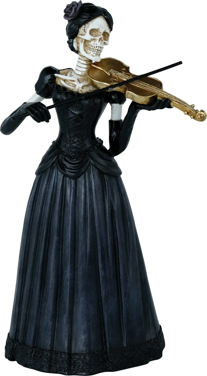 Halloween Skelett Frau mit Geige 26cm