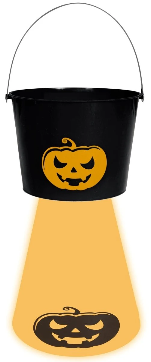 Halloween Eimer Kürbis mit Licht 20cm