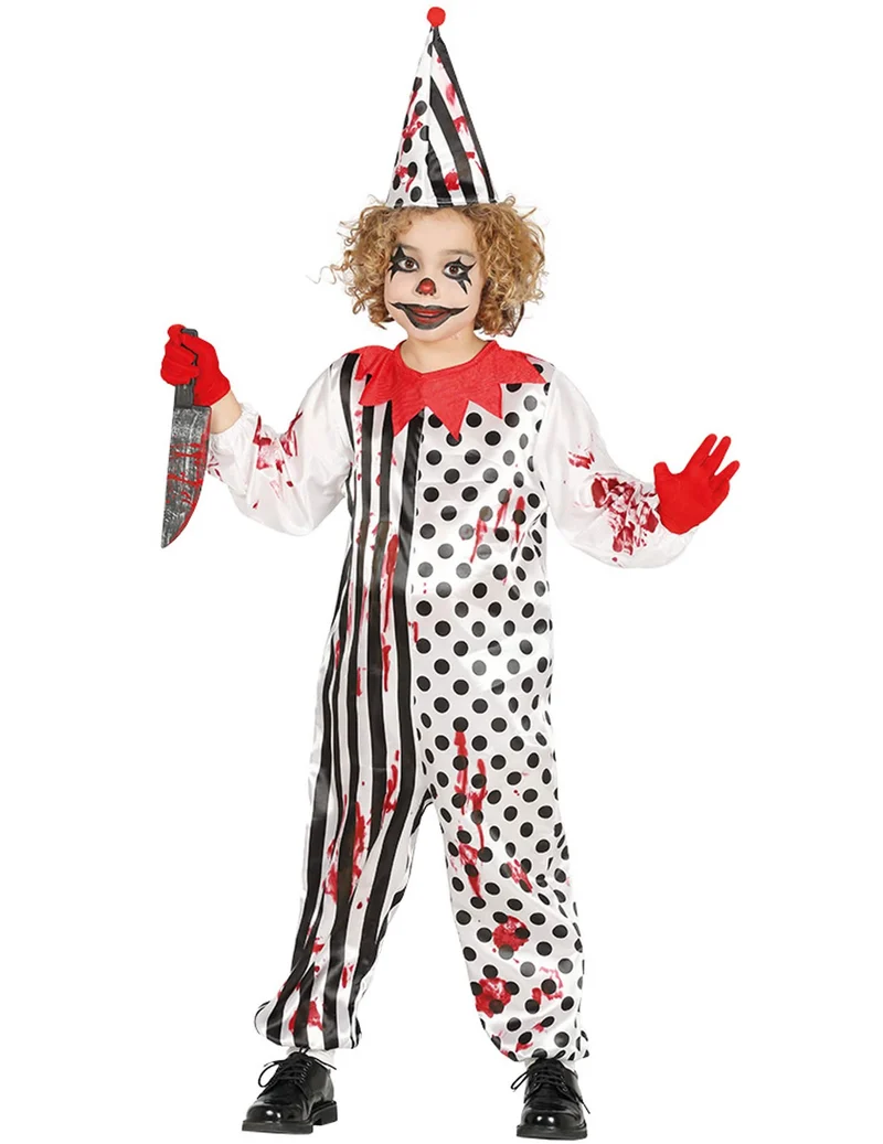 Mörderischer Clown Halloween Kinderkostüm bunt