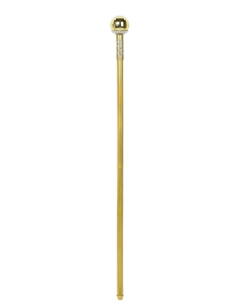 Gehstock mit Diamanten Kostümzubehör gold 92cm