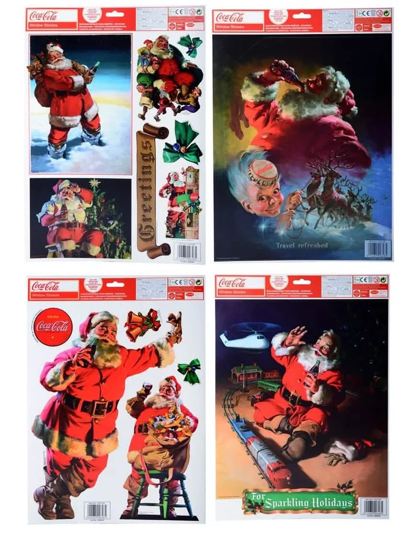 Coca Cola™-Fenster-Aufkleber Weihnachtsdeko bunt