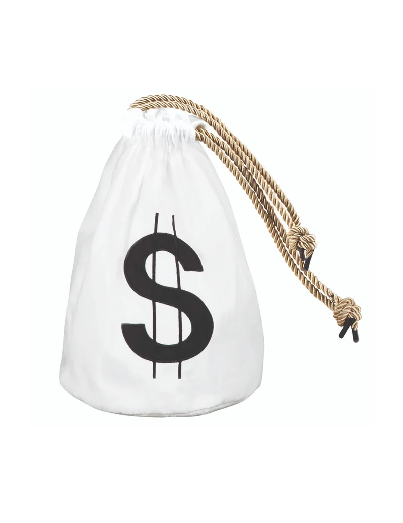 Geldsack mit Dollarzeichen Kostümzubehör Bankräuber weiss 29x20cm