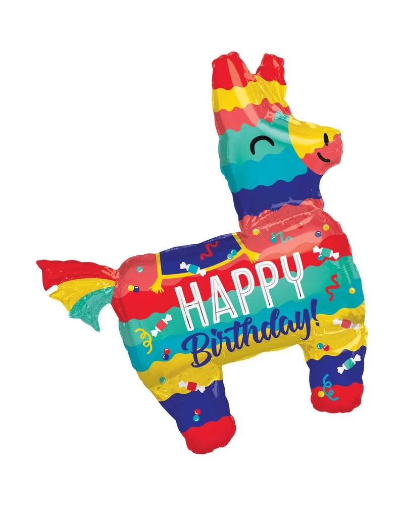 Lama-Pinata Folienballon Zum Geburtstag bunt 73x83cm