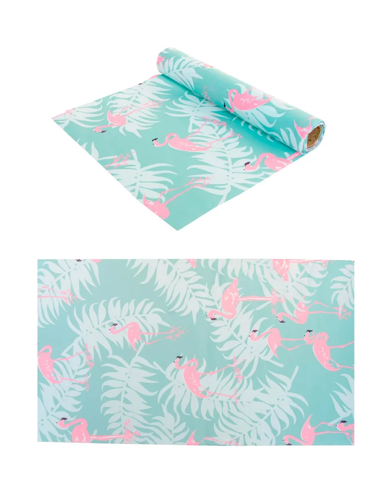 Pastellblauer Flamingos Tischläufer aus Stoff 28 cm x 5 m tropische Deko