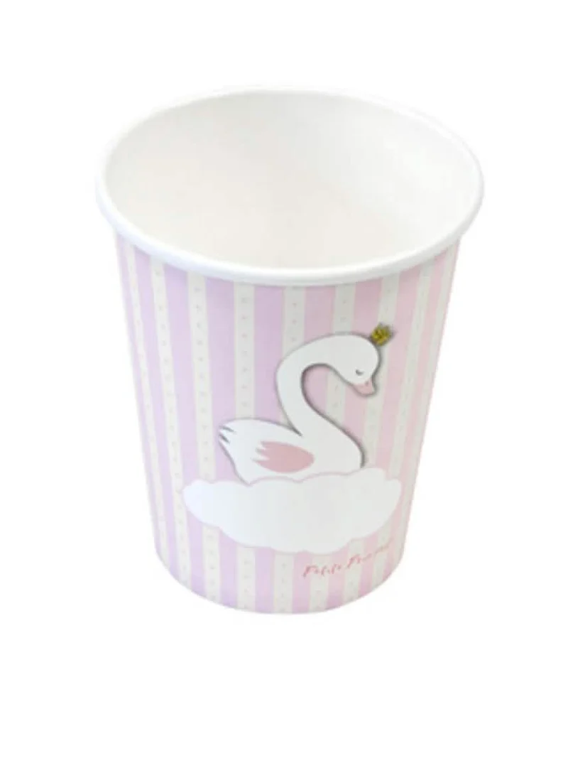 6 papierových pohárov Pink Swan 250ml