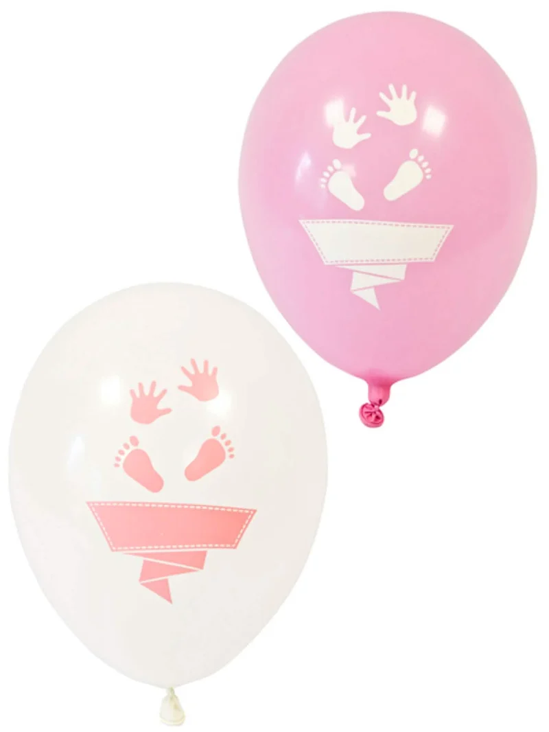8 Latexballons, weiße und rosa Füße und Hände, 30 cm, für Babyparty