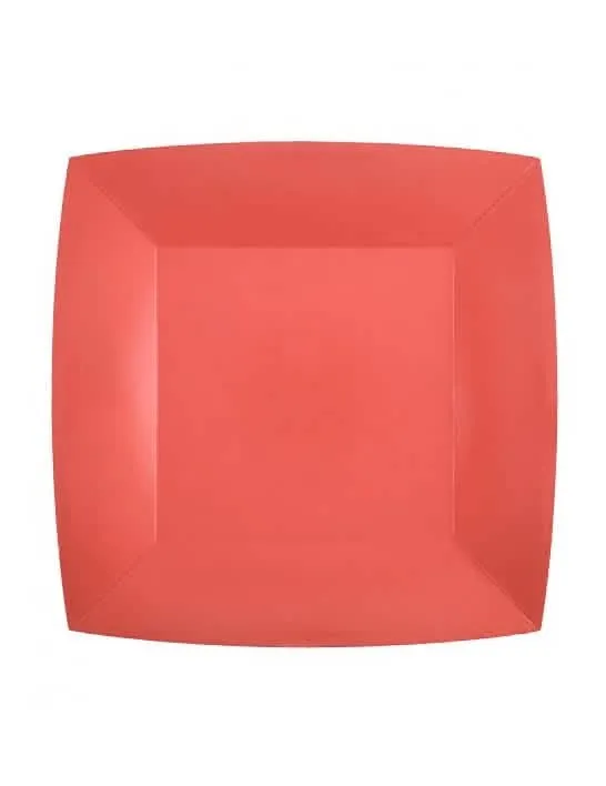 10 kleine quadratische rote Pappteller 18 cm für Dessert