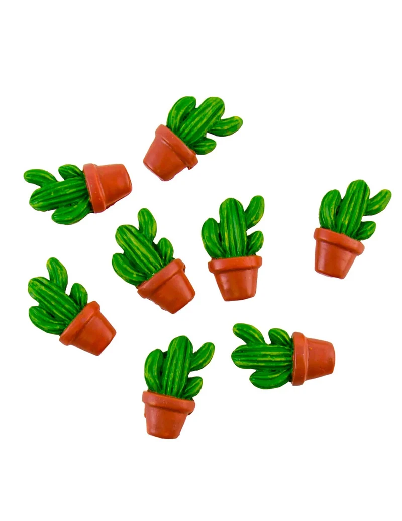 8 selbstklebende Topfkakteen 3 x 2,8 cm aus Harz