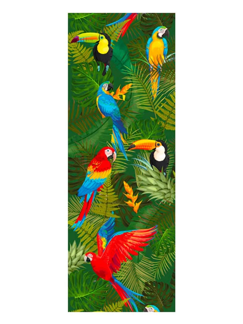 Tischläufer aus Vliesstoff, tropische Vögel, 30 cm x 5 m, Tukane und Papageien