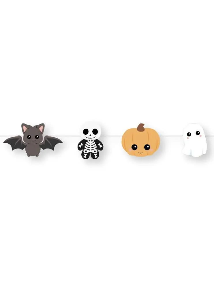 Süße Halloween Girlande aus Pappe 3,5 m Kürbisse und Geister
