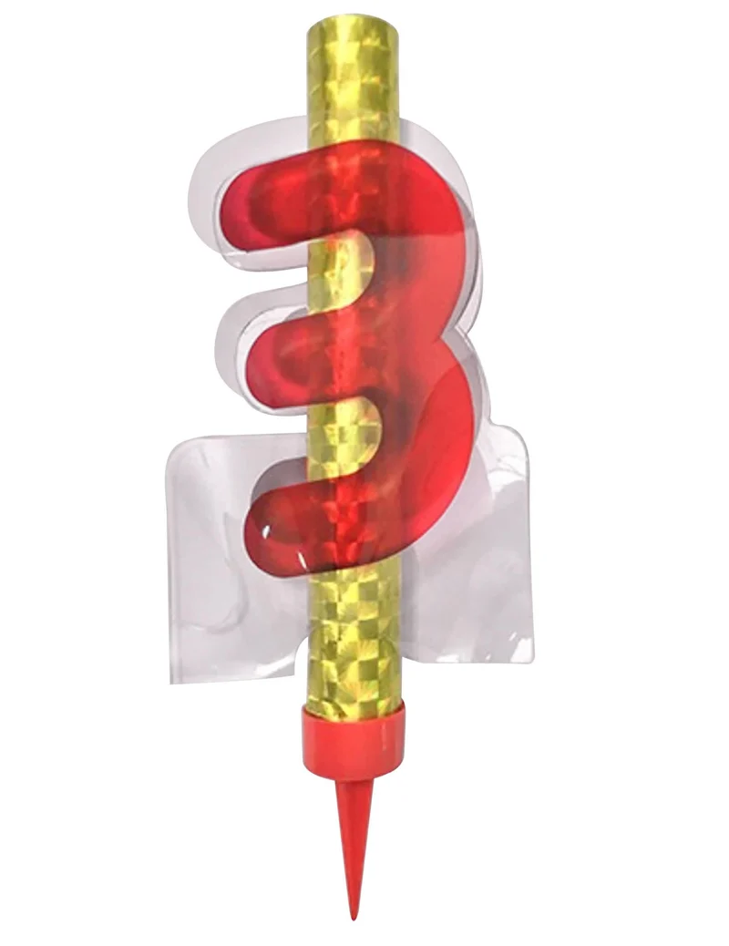 Leuchtfontäne Zahl 3 Rot 12 cm für Kuchen