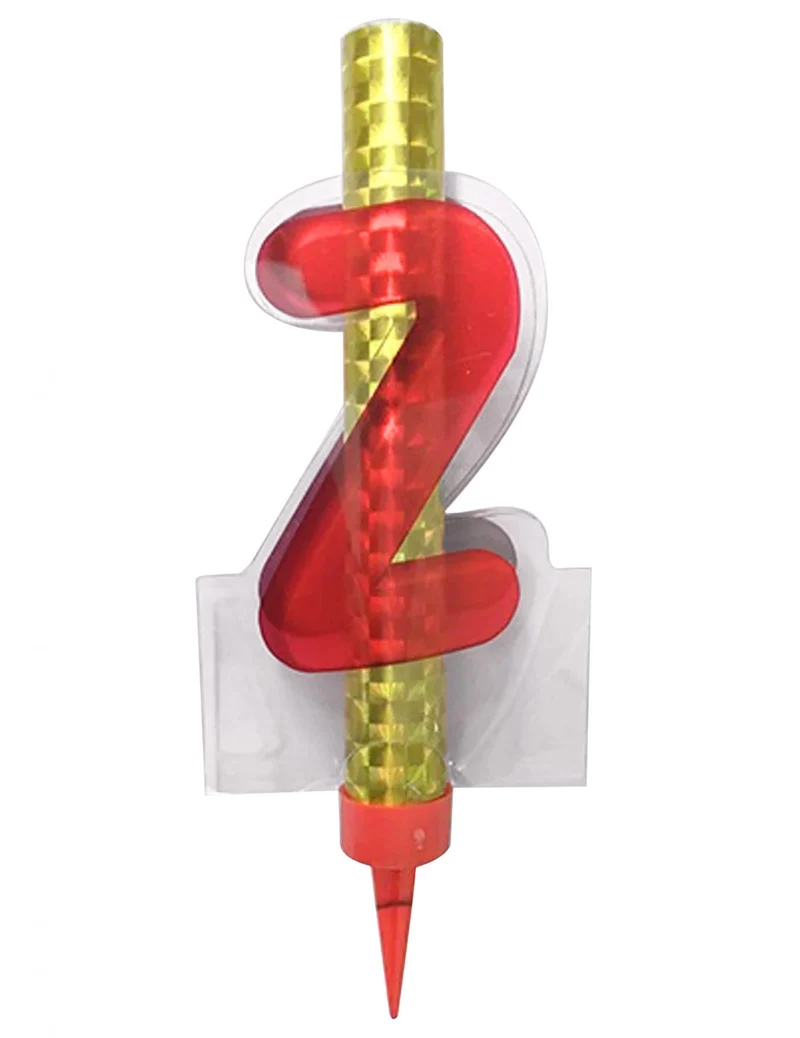 Leuchtende Geburtstagskuchenfontäne Zahl 2 Rot 12 cm