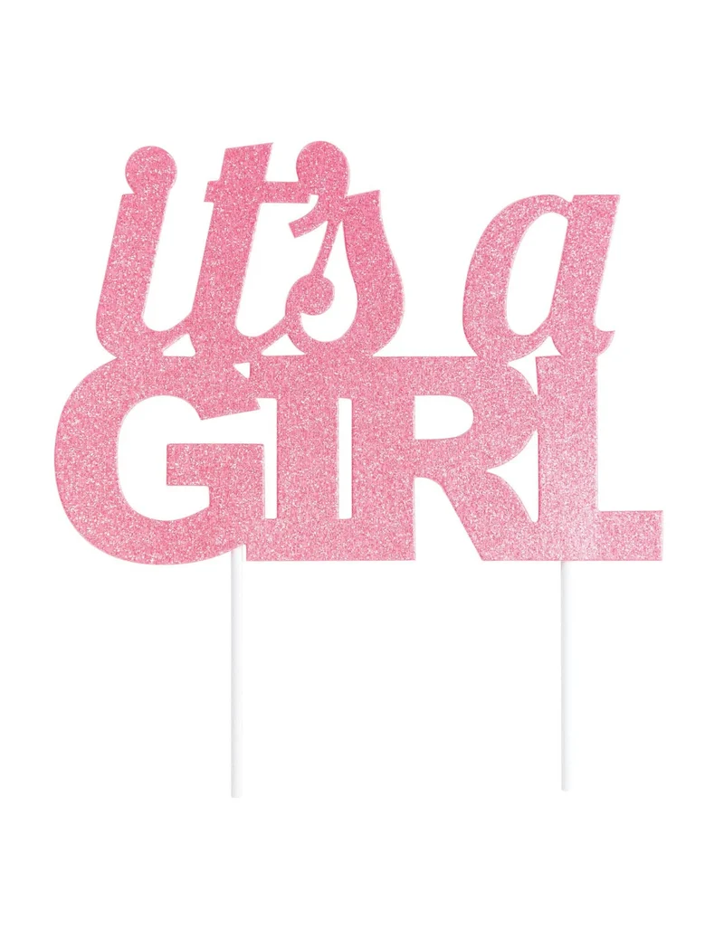 Torten-Topper It's a Girl 20 cm Rosa Glitzer