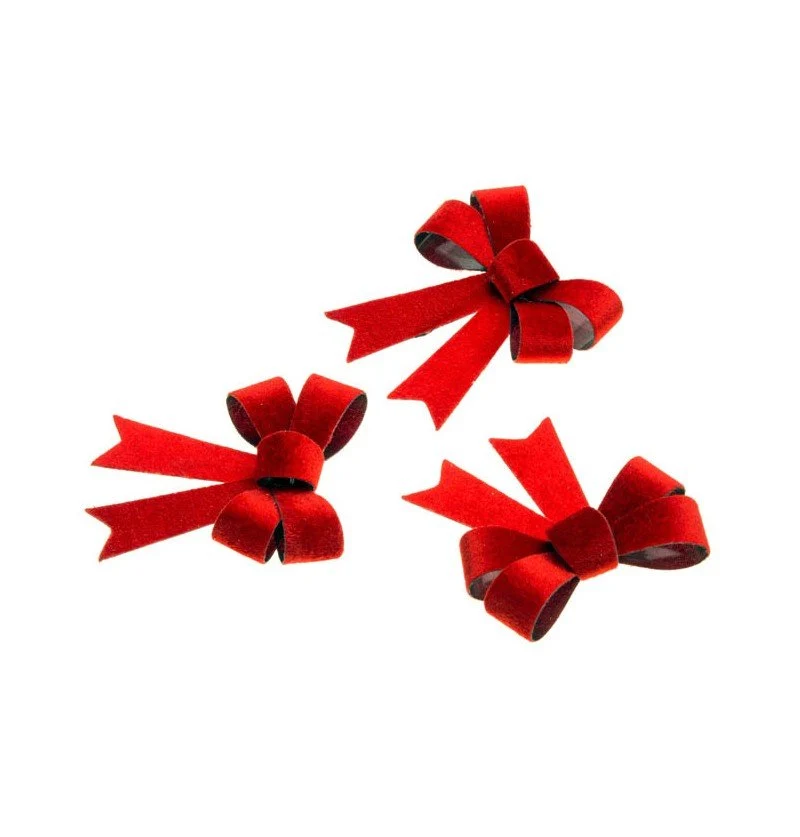 Rote Schleife Samt 12,7cm 3Stk