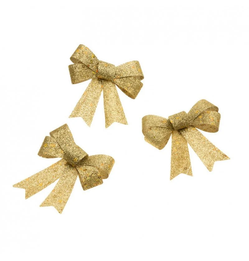 Gold Schleife Glitter 12,7cm 3Stk