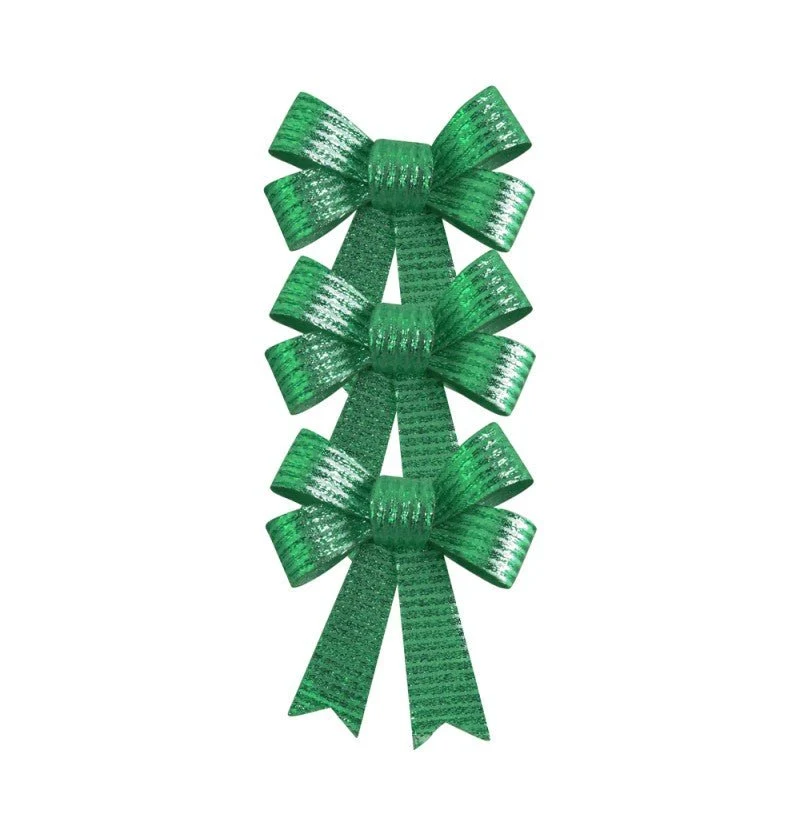 Grüne Schleife Glänzend 10cm 3Stück
