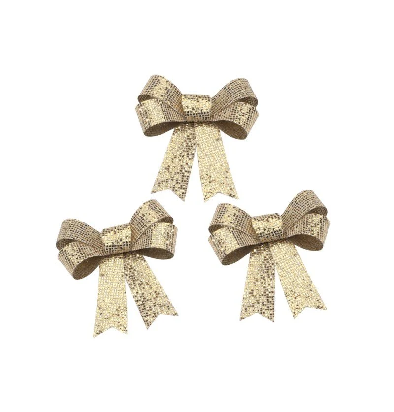 Gold Schleife Glitter 12,7cm 3Stk