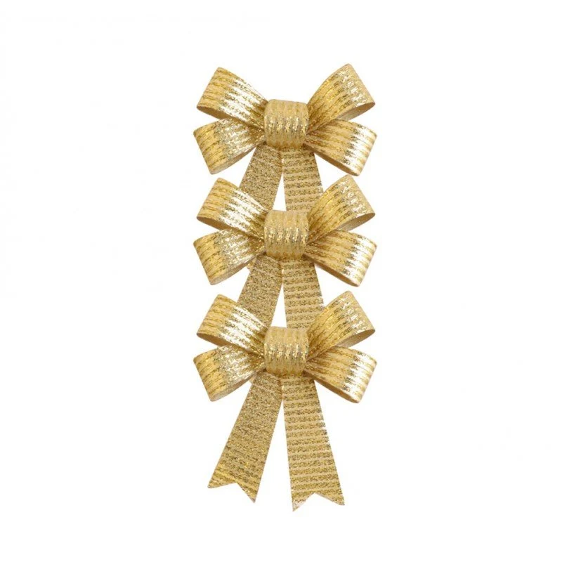 Gold Schleife Glitzer Streifen 10cm 3Stück