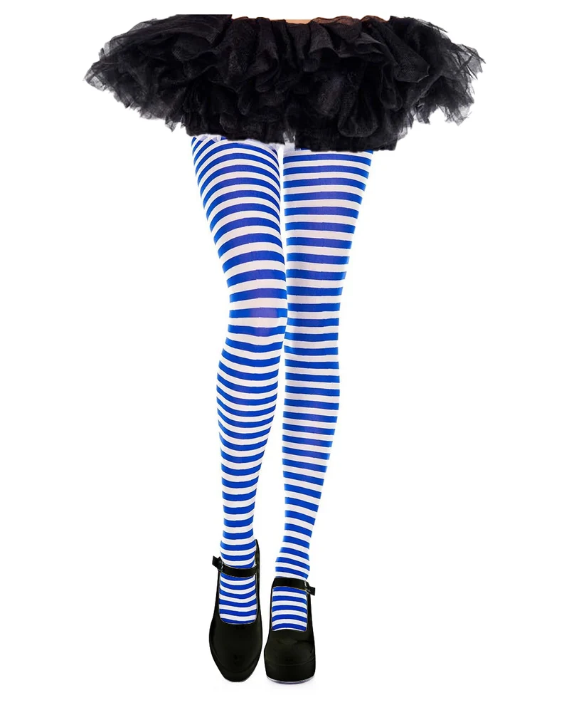 Blau-Weiße Ringelstrumpfhose