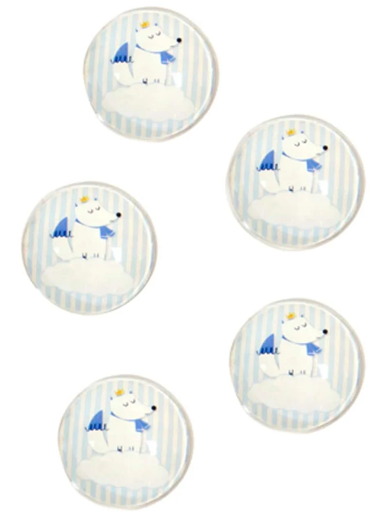 10 dekorative Glasplättchen Fuchs blau 2,5 cm für Babyparty