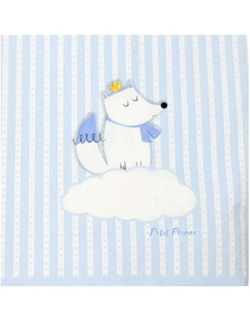 20 weiße und blaue Fuchsservietten aus Papier 33 x 33 cm Kleiner Prinz