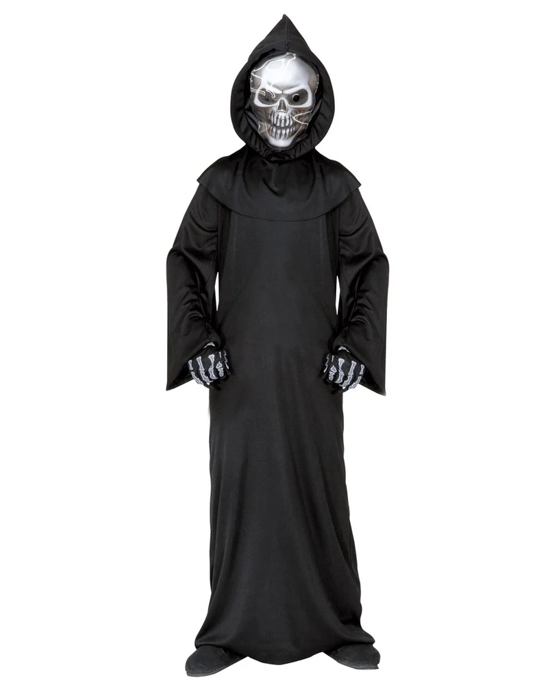 Sensenmann Kinderkostüm mit Totenschädel Maske