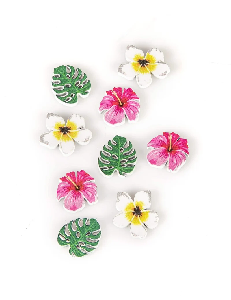Tropisches Tisch-Konfetti Blüten 9 Stück bunt 3,8 cm