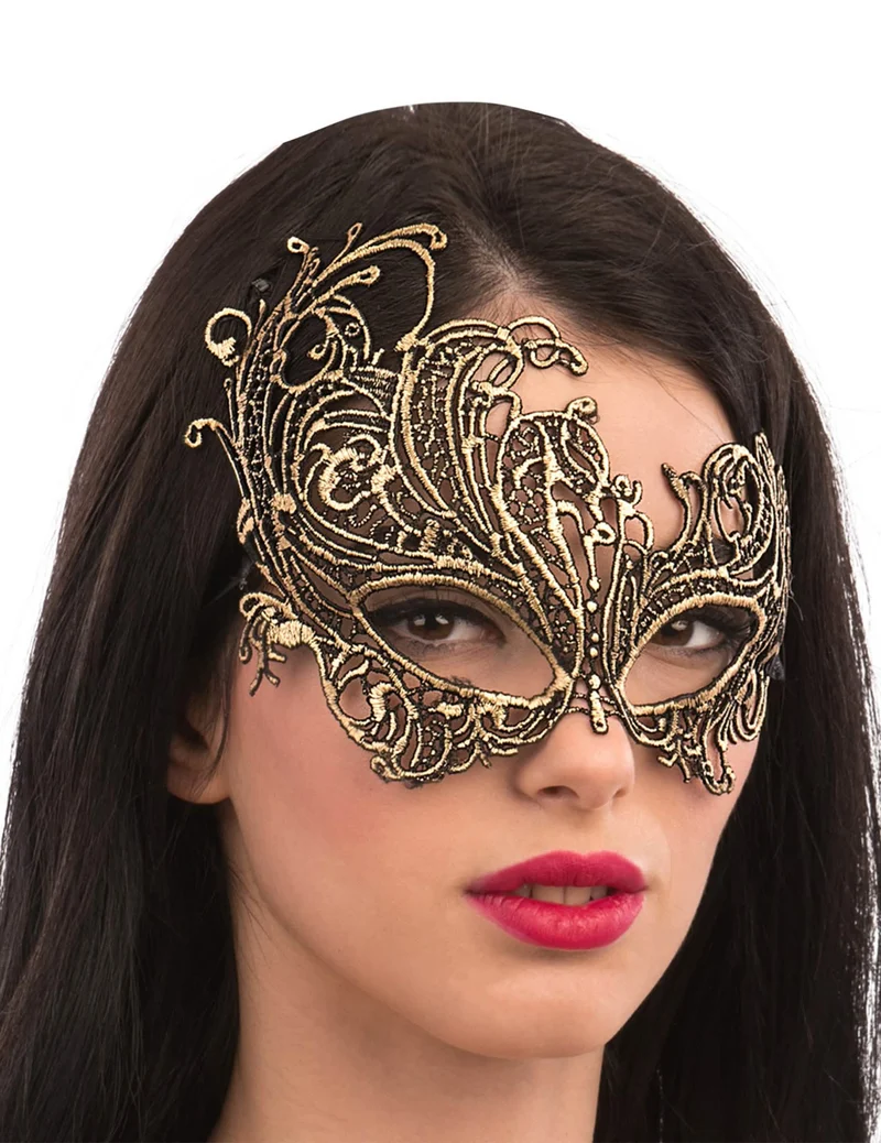 Makramee-Augenmaske Kostüm-Accessoire für Damen gold