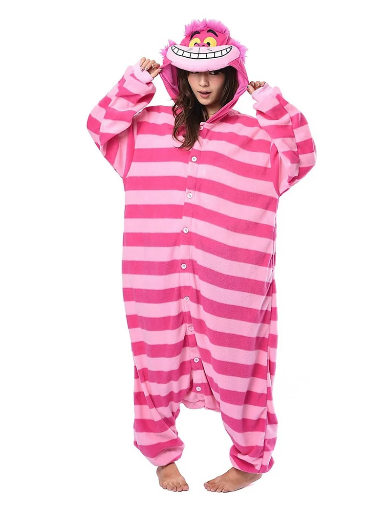Grinsekatze-Overall Kigurumi™ Kostüm für Erwachsene rosa-pink