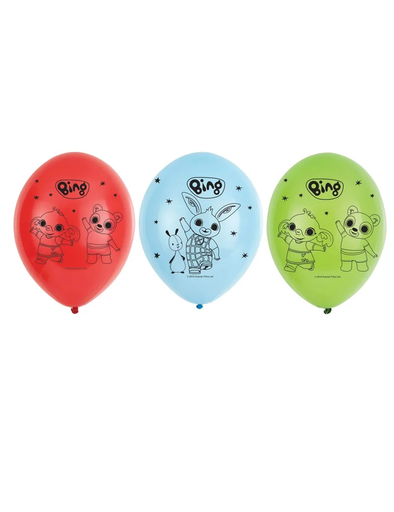 Bing™-Luftballons 6 Stück rot-blau-grün 27 cm
