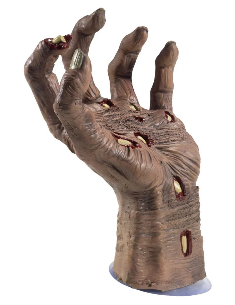 Verweste Zombiehand Deko-Gegenstand für Halloween hautfarben-rot