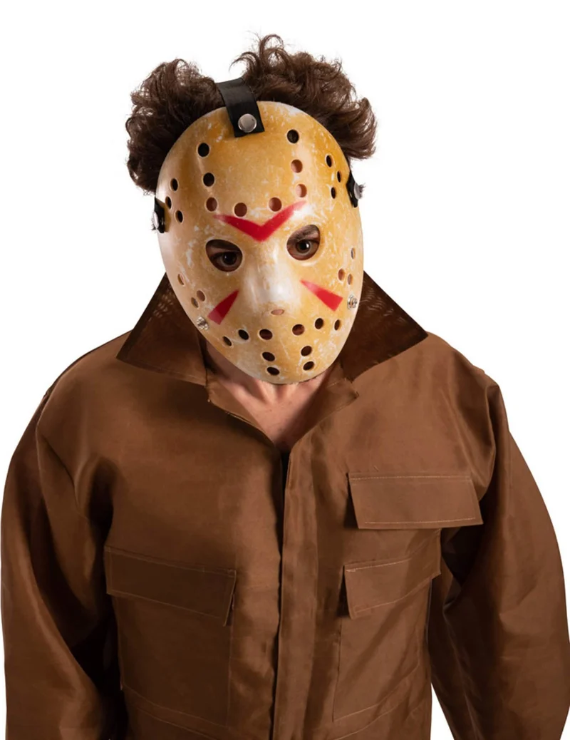 Schaurige Hockeymaske für Erwachsene Film-Accessoire braun-rot
