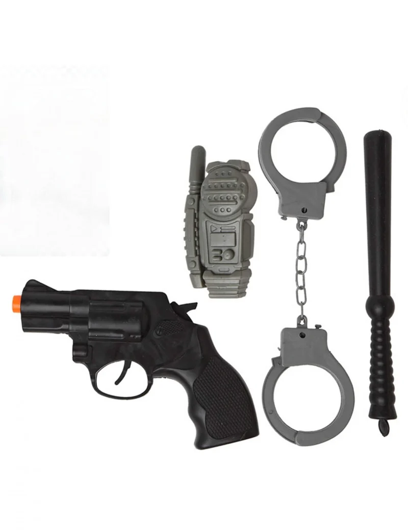 Polizei-Kostüm-Set 4-teiliges Zubehör schwarz-grau