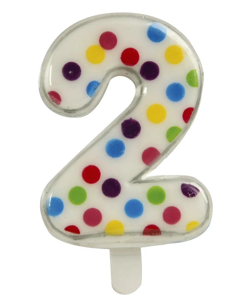 Zahlenkerze Konfetti Nr. 2 (6,5cm)