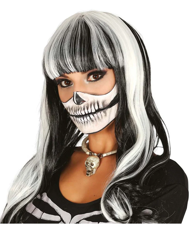 Skull Perücke schwarz-weiß