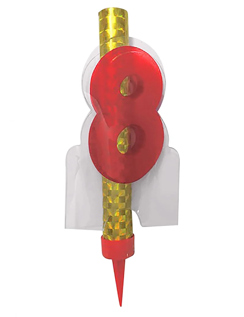 Leuchtfontäne Zahl 8 rot 12 cm für Geburtstagstorte