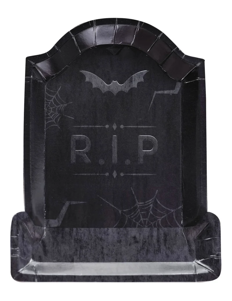 8 Grabstein-Pappteller RIP Halloween