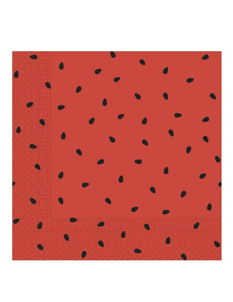 20 Party-Papierservietten Wassermelone 33 x 33 cm rot mit Kernen