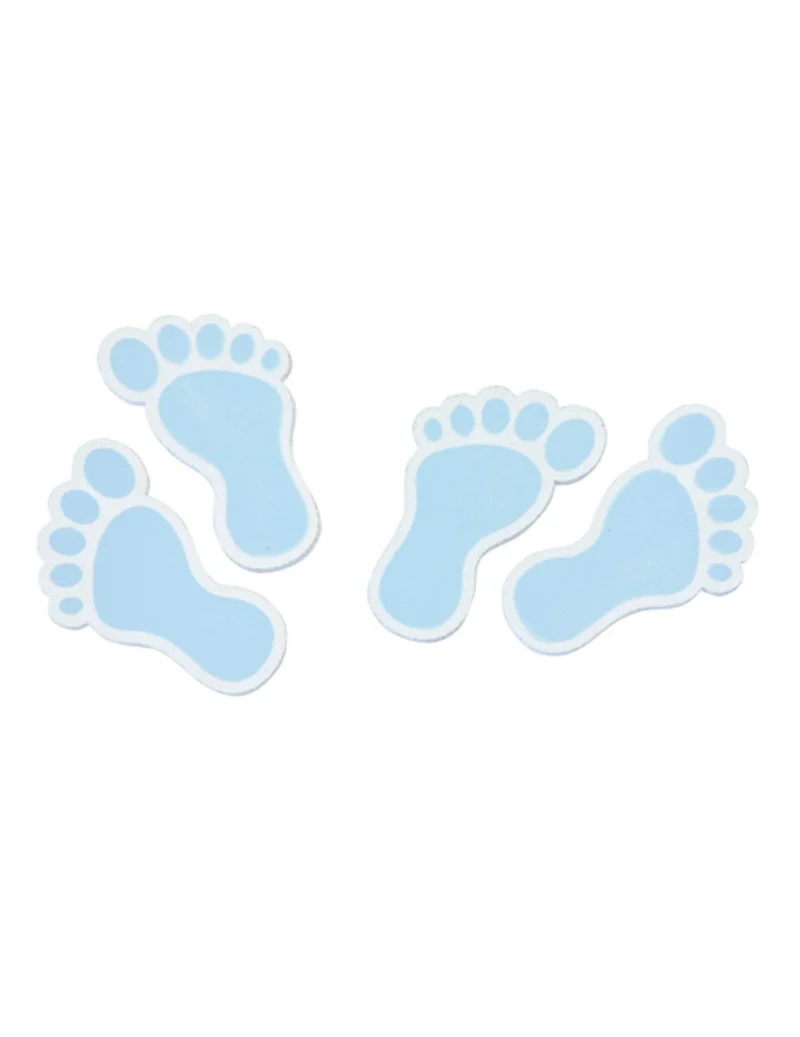 10 blaue Babyfuß-Holzkonfetti für Babyparty