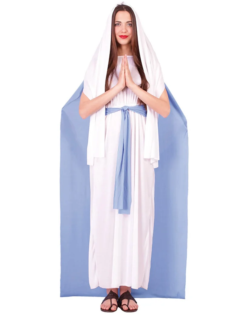Heilige Maria Kostüm für Damen Weihnachtskrippe blau-weiß