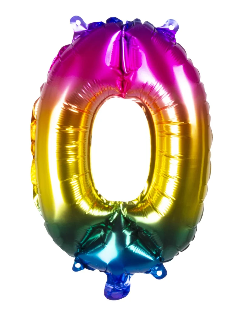 Kleiner Zahlen-Luftballon Aluminium-Ballon 0-9 Partydeko regenbogenfarben 35 cm