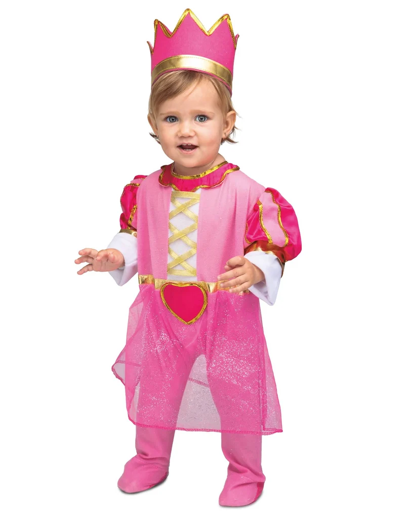 Königliches Kostüm für Kleinkinder Märchen-Verkleidung pink-golodfarben