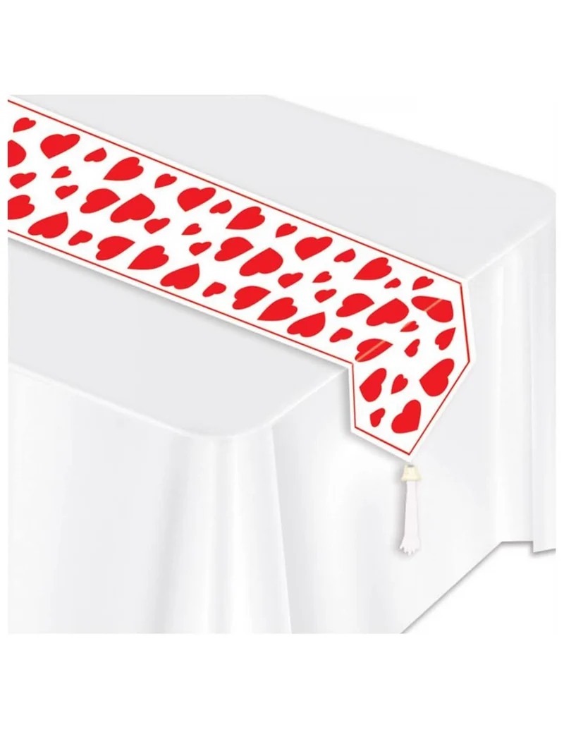 Tischläufer mit Herz für herzliche Anlässe rot-weiss 28 cm x 1,82m