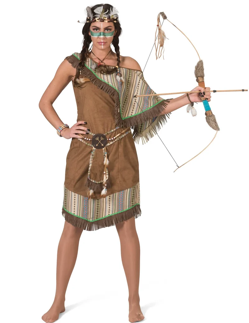 Stilvolles Indianer-Kostüm für Fasching braun-beigefarben