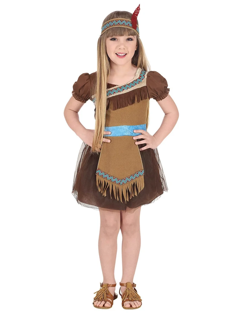 Indianer-Mädchenkostüm Faschings-Verkleidung braun-beige