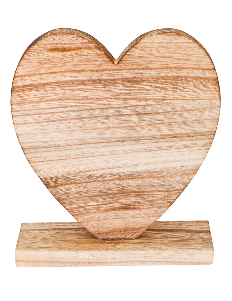 Herz-Tischdekoration aus Holz 20,5 x 18,5 cm auf Sockel