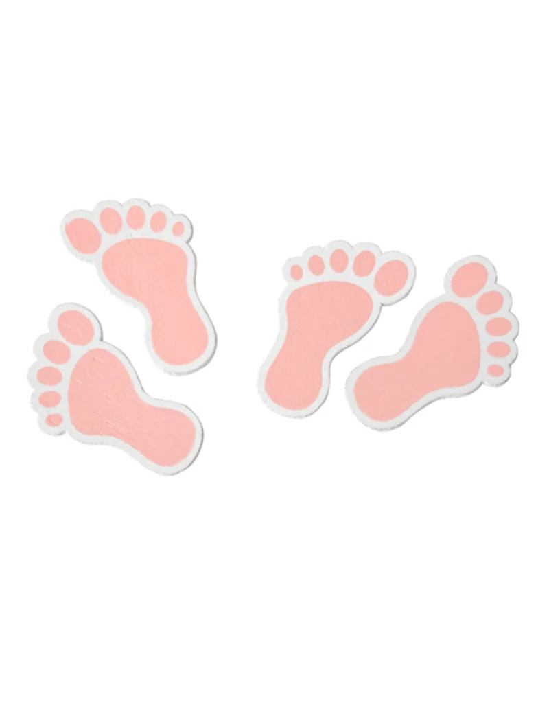 10 rosa Holz-Babyfüße Konfetti für Babyparty